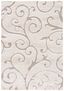 Elegant Cream/Beige Floral Vine Shag Rug, 6' x 9', Synthetic Easy Care