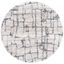 Ivory and Gray Round Shag Area Rug, 8' x 8'