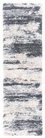 Ivory and Gray Abstract Shag Runner Rug