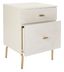 Genevieve Cream Mahogany 2-Drawer Nightstand with Gold Metal Legs