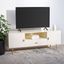Genevieve 54" Cream White Washed Mahogany TV Stand with Gold Legs