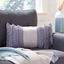 Light Grey and Periwinkle Fringed Cotton Rectangular Throw Pillow