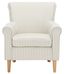 Beige Stripe Modern Classic Wood Accent Chair