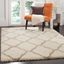 Ivory Beige Geometric Shag Rug, Synthetic 4' x 6'