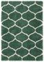 Light Green and Ivory Geometric Shag Area Rug, 5'3" x 7'6"