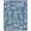 Blue and Beige Botanical 4' x 6' Washable Area Rug