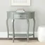 Gray Pine Wood Demilune Console Table with Storage