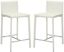 Transitional Sleek White Leather Counter Stools, Set of 2