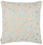 Beige and Blue Embroidered Cotton Floral Pillow, 20" x 20"