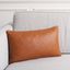 Camel Brown Rectangular Leather Accent Pillow with Zipper Closure