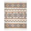 Ivory and Black-Orange Hand-Knotted Wool Geometric 8' x 10' Rug