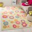 Enchanted Garden Round Blue Floral Wool Kids Rug, 59"