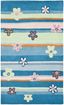 Whimsical Waves and Florals Hand-Tufted Wool Kids' Rug in Blue