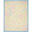 Ivory and Blue Floral Geometric Wool Kids Rug, 5' x 8'