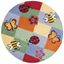 Multicolor Round Hand-Tufted Wool Kids Rug with Critters