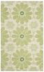 Ivory and Green Floral Handmade Wool Kids Rug