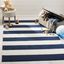 Ivory and Navy Striped Wool Kids 9' x 12' Rug