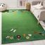 Green Floral Handmade Wool Kids Area Rug, 6' x 9'