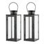 Lorient Black Metal and Glass Hanging Candle Lantern Set