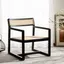 Black and Natural Wood Cane Accent Arm Chair