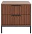 Walnut and Black Modern 2 Drawer Nightstand with Fluted Detail