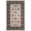 Cream and Navy Rectangular Hand-Knotted Synthetic Area Rug