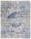 Blue and Gray Floral Motif Synthetic 9' x 12' Area Rug