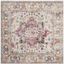 Fuchsia and Ivory Cotton Blend 59" Square Easy-Care Area Rug