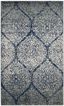 Navy and Silver Reversible Rectangular Easy-Care Area Rug, 9' x 12'