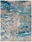 Modern Boho Abstract Blue/Grey Synthetic Area Rug, 10' x 14'