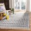 Gray Hand-knotted Square Viscose Area Rug with Fringe