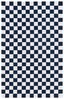 Navy and Ivory Checkered Handmade Wool Area Rug, 3' x 5'