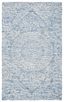 Handmade Blue Floral Wool 4' x 6' Area Rug