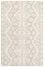 Elegant Ivory Tufted Wool Rectangular Rug, Handmade and Non-Slip