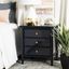 Mina Navy Bamboo 3-Drawer Nightstand with Gold Pulls