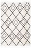 Ivory and Dark Grey Diamond Shag Synthetic Area Rug 5'3" x 7'6"