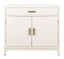 White and Brass Mid-Century 2-Door 1-Drawer Chest