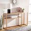 Transitional Walnut & Gold Rectangular Console Table with Storage