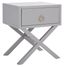 Grey Acacia Wood Cross Leg 1 Drawer Nightstand