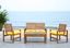 Ozark Brown Acacia 4-Piece Outdoor Patio Set with Yellow Cushions