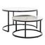 Peppino White Faux Marble and Black Metal Round Nesting Coffee Table