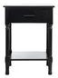 Peyton Black Wood Rectangular Storage End Table with Herringbone Pattern