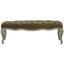 Transitional Spruce Green Velour 52" Ramsey Bench with Carved Oak Frame