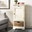 Distressed Cream Pine Wood Tall Accent Cabinet