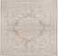 Beige and Cream 10' Square Floral Synthetic Area Rug