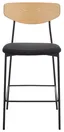 Mid-Century Oak and Black Iron Saddle Counter Stool