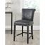 Transitional Birchwood Black Leather Counter Stool with Crocodile Pattern