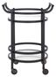 Contemporary Chic Matte Black Round Bar Cart with Glass Shelves