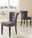Espresso Finish Gray Linen Upholstered Parsons Side Chair