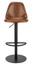 Cognac and Black Adjustable Swivel Bar Stool with Faux Leather